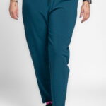 Pantaloni turcoaz casual sport din bumbac cu buzunare laterale