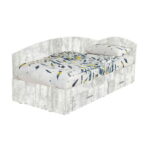Pat Colt Alma 90x200 cm, cu 2 sertare laterale pe role, colt interschimbabil, pin antichizat