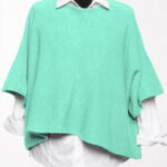Pulover versatil cu maneca fluture din vascoza, verde menta