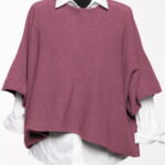 Pulover versatil cu maneca fluture din vascoza, roz inchis
