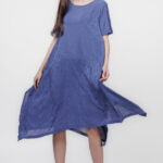 Rochie A-line in colturi albastru jeans