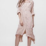 Rochie camasa creponata, in colturi, roz
