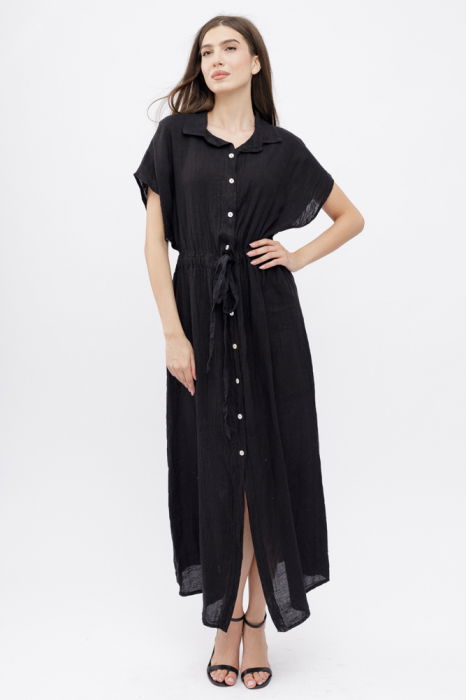 rochie-camasa-din-in-cu-snur-in-talie-bej-copie-523228 Rochie camasa, din in, cu snur in talie, neagra - imagine 1