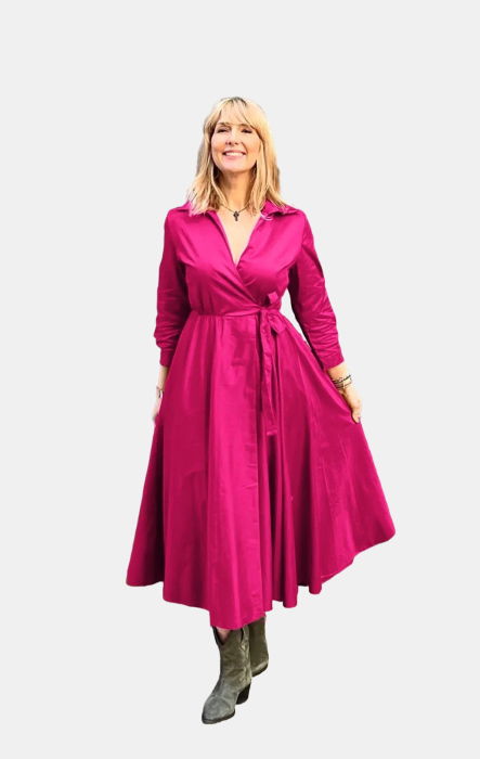 rochie-clos-petrecuta-din-poplin-de-bumbac-fucsia-176516 Rochie clos, petrecuta, din poplin de bumbac, fucsia - imagine 1