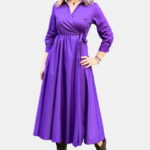 Rochie clos, petrecuta, din poplin de bumbac, mov