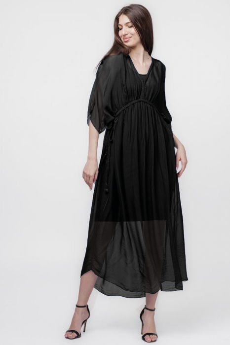 rochie-goddess-din-matase-naturala-cu-snur-impletit-pe-decolteu-si-talie-bleumarin-copie-044527 Rochie Goddess din matase si vascoza cu snur impletit pe decolteu si talie, neagra - imagine 1