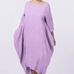 Rochie lalea in colturi, din in lila