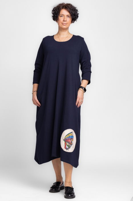 rochie-lunga-a-line-din-tricot-de-bumbac-bleumarin-copie-700216 Rochie lunga A-line din tricot de bumbac bleumarin cu imprimeu fluture - imagine 1