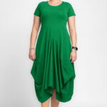 Rochie lunga in colturi, din tricot de bumbac, verde crud