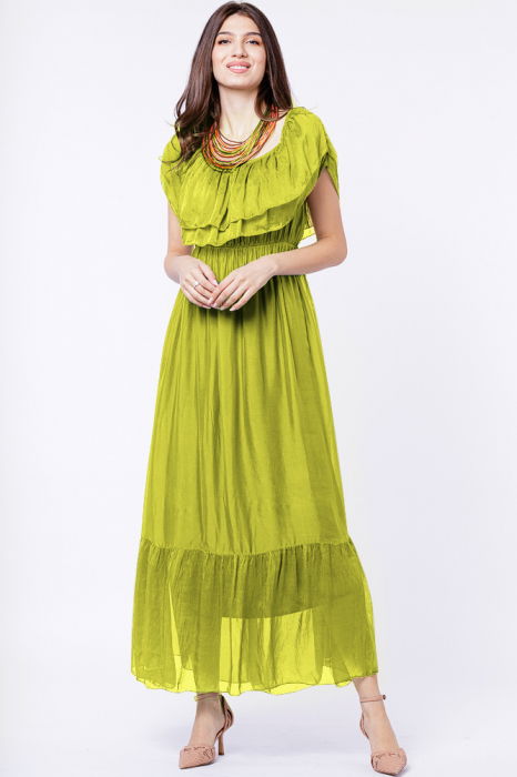 rochie-lunga-magenta-din-matase-naturala-cu-volan-pe-umeri-copie-897118 Rochie lunga, verde praz, din matase si vascoza, cu volan pe umeri - imagine 1