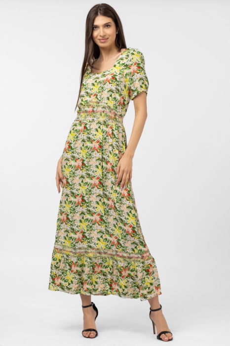 rochie-midi-cu-volane-si-imprimeu-floral-in-nuante-de-toamna-copie-294124 Rochie lunga din vascoza, cu imprimeu floral - imagine 1