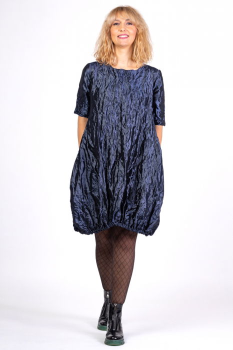 rochie-midi-gogosar-din-tafta-cu-memorie-albastru-metalizat-6119-7431 Rochie midi gogosar din tafta cu memorie, albastru metalizat - imagine 1