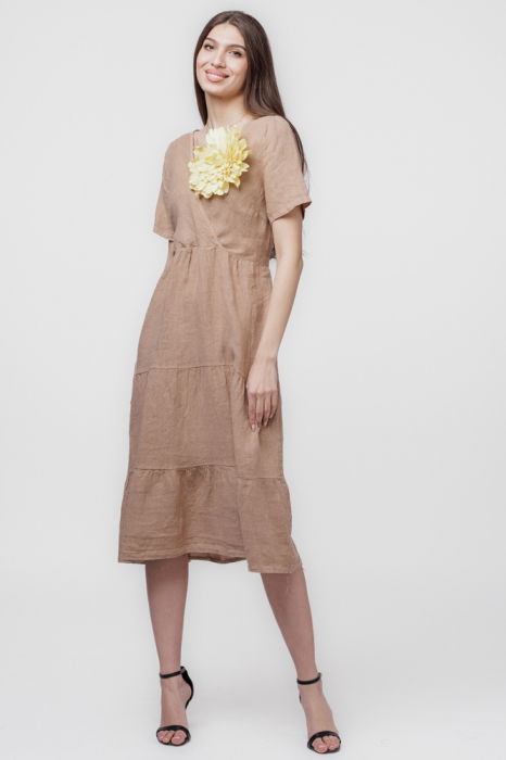 rochie-neagra-din-in-cu-volane-si-bust-petrecut-copie-401578 Rochie camel din in cu volane si bust petrecut - imagine 1