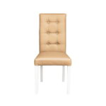 Scaun living TEO LUX, picioare lemn alb, piele ecologica bej, 46x60x98 cm