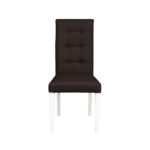 Scaun living TEO LUX, picioare lemn alb, piele ecologica maro inchis, 46x60x98 cm