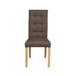 Scaun living TEO LUX, picioare lemn natur, piele ecologica gri elefant, 46x60x98 cm