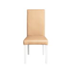 Scaun living TEO, picioare lemn alb, piele ecologica bej, 46x60x98 cm