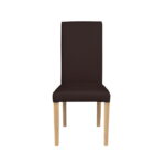 Scaun living TEO, picioare lemn natur, piele ecologica maro inchis, 46x60x98 cm