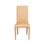 Scaun living TEO, picioare lemn natur, piele ecologica bej, 46x60x98 cm