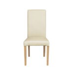 Scaun living TEO, picioare lemn natur, piele ecologica crem, 46x60x98 cm