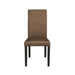 Scaun living TEO, picioare lemn wenge, piele ecologica cappuccino, 46x60x98 cm