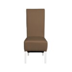 Scaun living VANESSA, picioare lemn alb, piele ecologica cappuccino, 47x60x110 cm