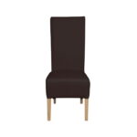 Scaun living VANESSA, picioare lemn natur, piele ecologica maro inchis, 47x60x110 cm