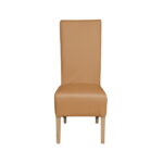 Scaun living VANESSA, picioare lemn natur, piele ecologica bej inchis, 47x60x110 cm