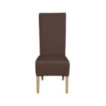 Scaun living VANESSA, picioare lemn natur, piele ecologica maro deschis, 47x60x110 cm