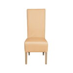 Scaun living VANESSA, picioare lemn natur, piele ecologica bej, 47x60x110 cm