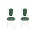 Set 2 scaune IZA, cadru alb + stofa verde, 45x45x95 cm