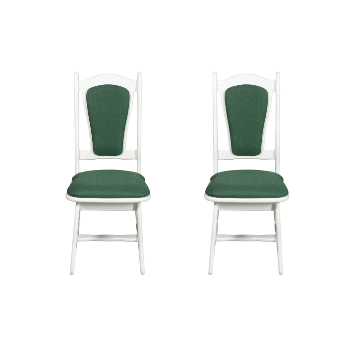 set-2-scaune-iza-cadru-alb-stofa-verde-45x45x95-cm-324959 Set 2 scaune IZA, cadru alb + stofa verde, 45x45x95 cm - imagine 1