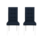 Set 2 scaune living TEO LUX, picioare lemn alb, piele ecologica albastru, 46x60x98 cm