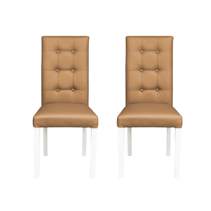 set-2-scaune-living-teo-lux-picioare-lemn-alb-piele-ecologica-bej-inchis-46x60x98-cm-585460 Set 2 scaune living TEO LUX, picioare lemn alb, piele ecologica bej inchis, 46x60x98 cm - imagine 1