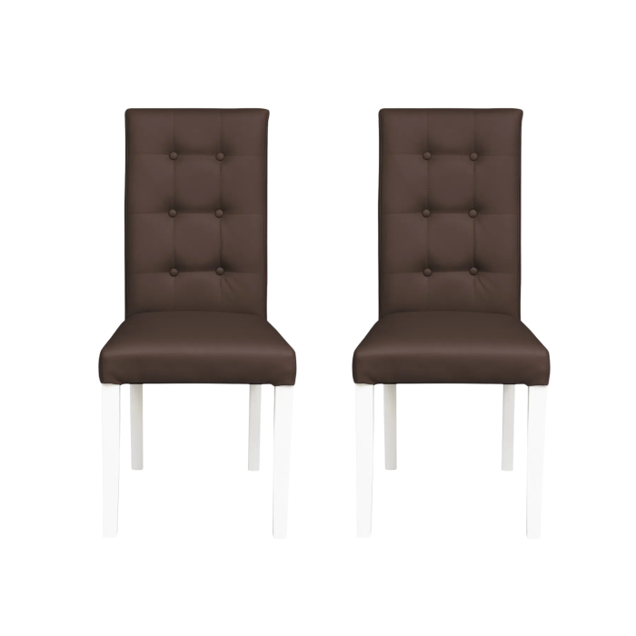 set-2-scaune-living-teo-lux-picioare-lemn-alb-piele-ecologica-maro-deschis-46x60x98-cm-783114 Set 2 scaune living TEO LUX, picioare lemn alb, piele ecologica maro deschis, 46x60x98 cm - imagine 1