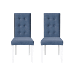 Set 2 scaune living TEO LUX, picioare lemn alb, stofa albastru deschis, 46x60x98 cm