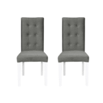 Set 2 scaune living TEO LUX, picioare lemn alb, stofa gri deschis, 46x60x98 cm