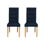 Set 2 scaune living TEO LUX, picioare lemn natur, piele ecologica albastru, 46x60x98 cm