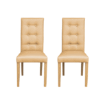 Set 2 scaune living TEO LUX, picioare lemn natur, piele ecologica bej, 46x60x98 cm