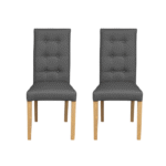 Set 2 scaune living TEO LUX, picioare lemn natur, piele ecologica gri, 46x60x98 cm