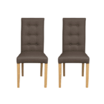 Set 2 scaune living TEO LUX, picioare lemn natur, piele ecologica gri elefant, 46x60x98 cm