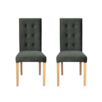 Set 2 scaune living TEO LUX, picioare lemn natur, stofa gri inchis, 46x60x98 cm