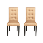 Set 2 scaune living TEO LUX, picioare lemn wenge, piele ecologica bej, 46x60x98 cm