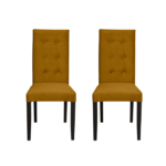 Set 2 scaune living TEO LUX, picioare lemn wenge, stofa galben, 46x60x98 cm