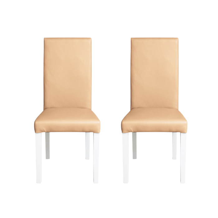 set-2-scaune-living-teo-picioare-lemn-alb-piele-ecologica-bej-46x60x98-cm-319176 Set 2 scaune living TEO, picioare lemn alb, piele ecologica bej, 46x60x98 cm - imagine 1