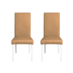 Set 2 scaune living TEO, picioare lemn alb, piele ecologica bej inchis, 46x60x98 cm
