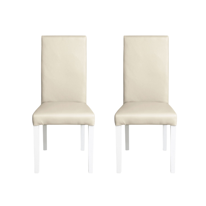 set-2-scaune-living-teo-picioare-lemn-alb-piele-ecologica-crem-46x60x98-cm-174787 Set 2 scaune living TEO, picioare lemn alb, piele ecologica crem, 46x60x98 cm - imagine 1