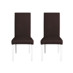 Set 2 scaune living TEO, picioare lemn alb, piele ecologica maro inchis, 46x60x98 cm