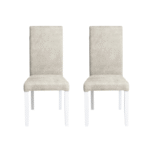 Set 2 scaune living TEO, picioare lemn alb, stofa crem, 46x60x98 cm