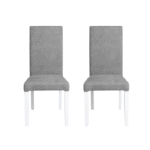 Set 2 scaune living TEO, picioare lemn alb, stofa gri deschis, 46x60x98 cm